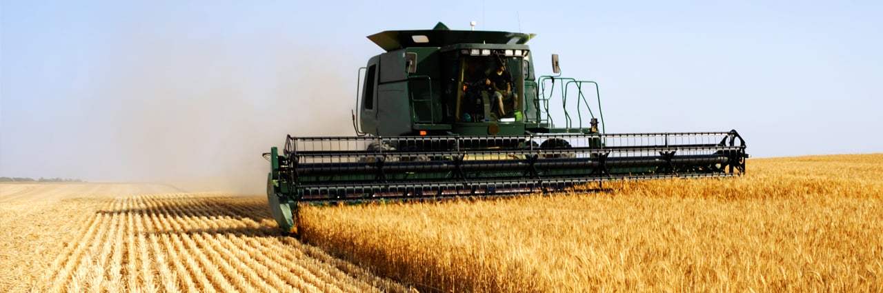 Combine with Wheat Header